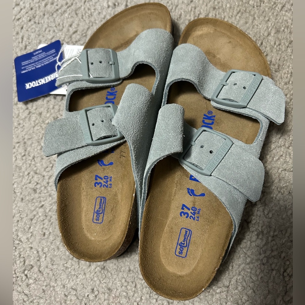 Birkenstock Arizona Soft Footbed Sandals - Women's Pure Sage Suede size 37 (6) - Picture 2 of 6
